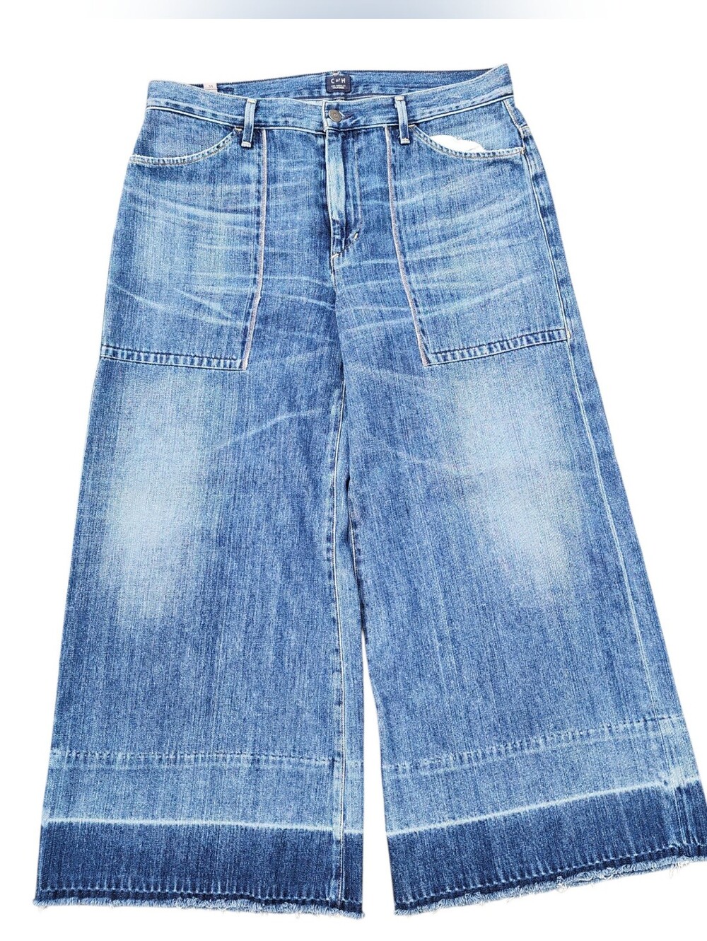 Citizens Of Humanity Jeans Women Sz 30 Wide Leg Boho Raw Hem Made In USA